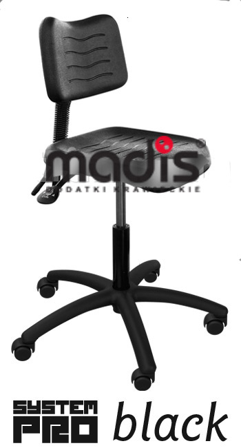 Krzesło SYSTEM PRO BLACK na kółkach na miękkie podłoże