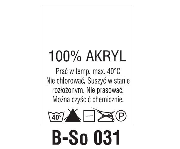 Wszywki surowcowo-ostrzegawcze 100% AKRYL, 40°C