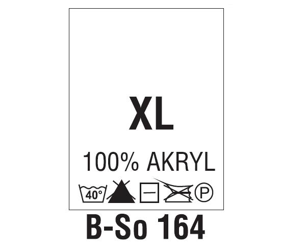 Wszywki surowcowo-ostrzegawcze + rozmiar 100% AKRYL, XL, 40°C