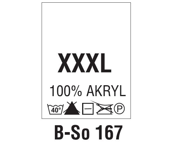 Wszywki surowcowo-ostrzegawcze + rozmiar 100% AKRYL, XXXXL, 40°C