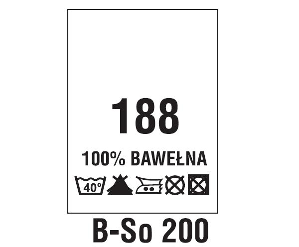 Wszywki surowcowo-ostrzegawcze + rozmiar 100% BAWEŁNA, 188, 40°C