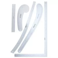 DW-FK03 METRIC Zestaw liniałów (krzywików) dla konstruktora odzieży 5 szt. aluminium