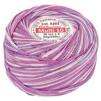 Kordonek Multi 10 50g 280m kolor 203 fioletowy-różowy-kremowy