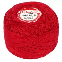 Kordonek Maja 8 50g 340m kolor 0345 czerwony