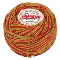 Kordonek Multi 10 50g 280m kolor 205 zielony-pomarańczowy-czerwony