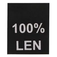 Wszywki surowcowo-ostrzegawcze 100% LEN czarne 20 x 25mm