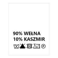 Wszywki surowcowo-ostrzegawcze 90% WEŁNA 10% KASZMIR nie prać 20 x 22mm