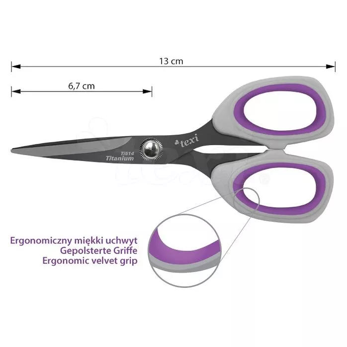 Nożyczki hafciarskie 13 cm TEXI TITANIUM Ti514  z tytanowanymi ostrzami
