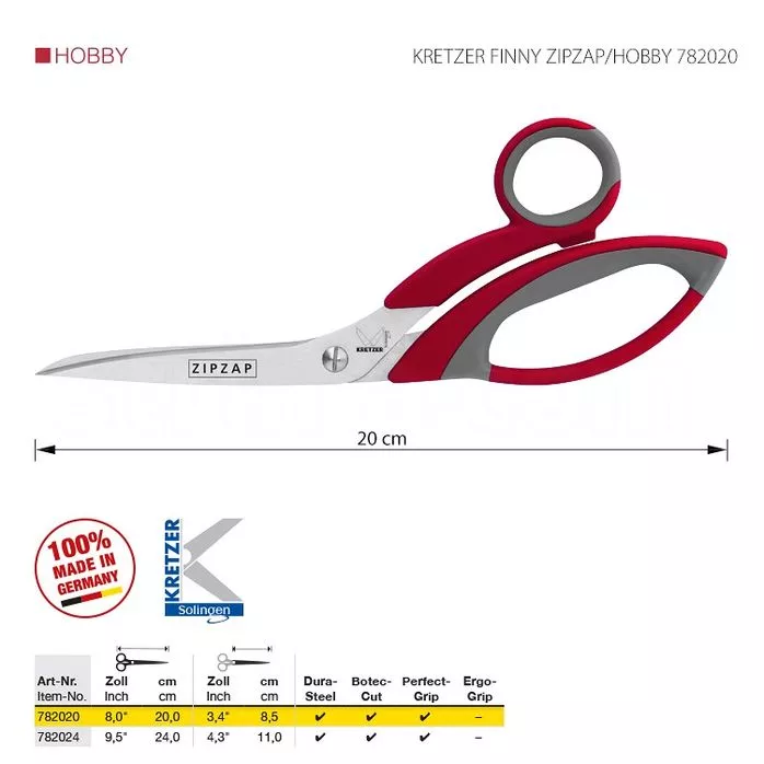 KRETZER FINNY ZIPZAP/HOBBY 782020 - Uniwersalne nożyczki krawieckie