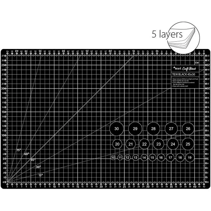 Mata podkładowa, samoregenerująca, dwustronna, czarna, TEXI BLACK 45x30 cm