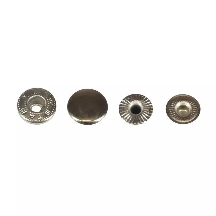 Napy metalowe 12.5mm ALFA
Zatrzask na zapięciu alfa, składa się z dwóch części: zewnętrznej (ozdobnego nitu rurkowego) oraz wewnętrznej (gniazda sprężynowego, w którym mieszczą się sprężynki).