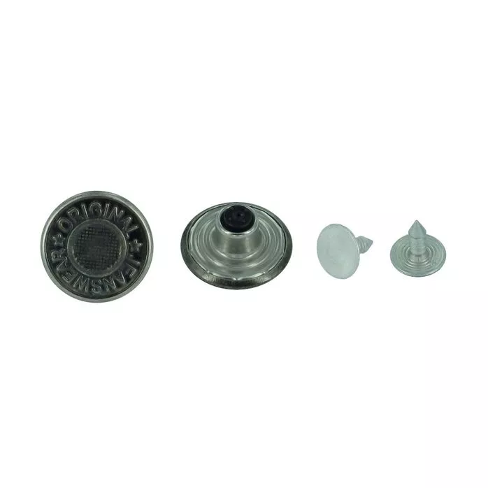 Guzik jeans 17mm ciemny srebrny madis