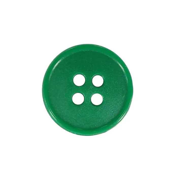 Guziki ubraniowe czterodziurkowe 15mm 24G kolor zielony 500szt.