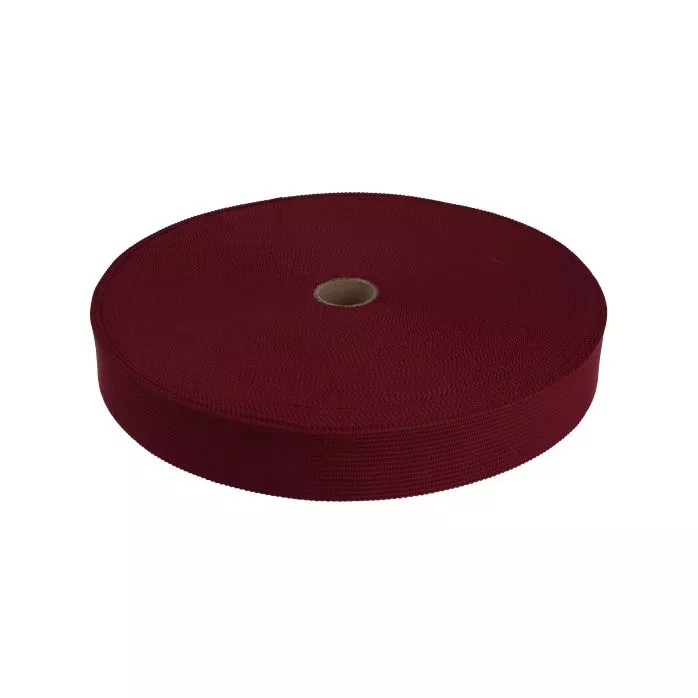 Taśma lamówka dziana 25mm kolor bordowy 50mb