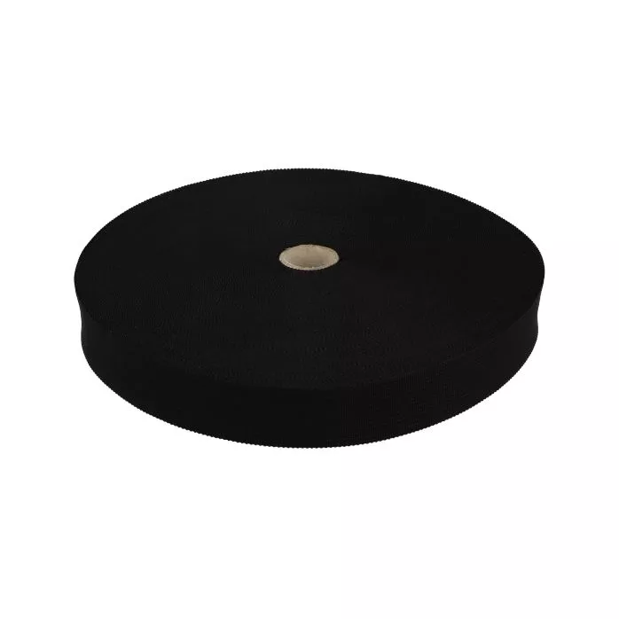 Taśma lamówka dziana 25mm kolor czarny 50mb