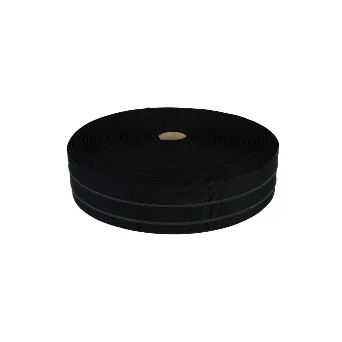Gurt syntetyczny 45mm z gumkami kolor czarny 50mb