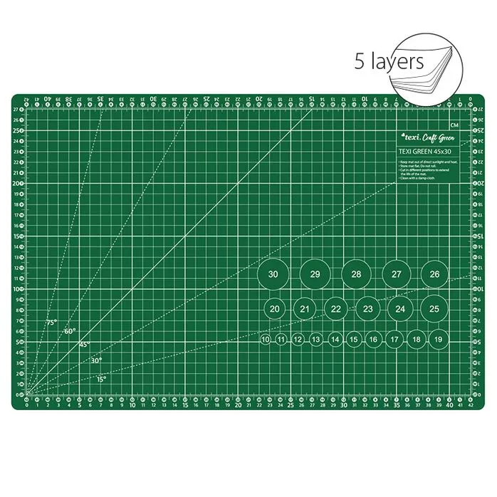 Mata podkładowa do cięcia, samoregenerująca, Texi Green 45x30 cm, grubość 3 mm, zielona