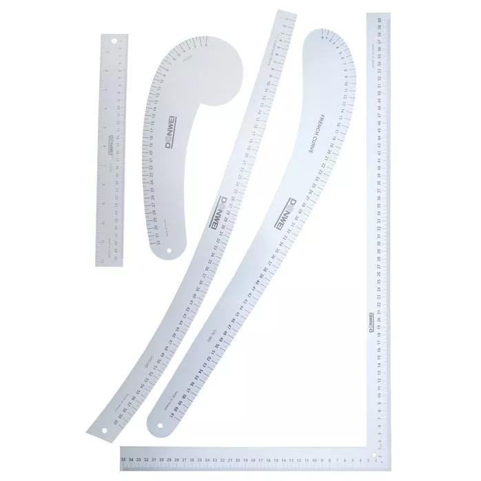 DW-FK03 METRIC Zestaw liniałów (krzywików) dla konstruktora odzieży 5 szt. aluminium