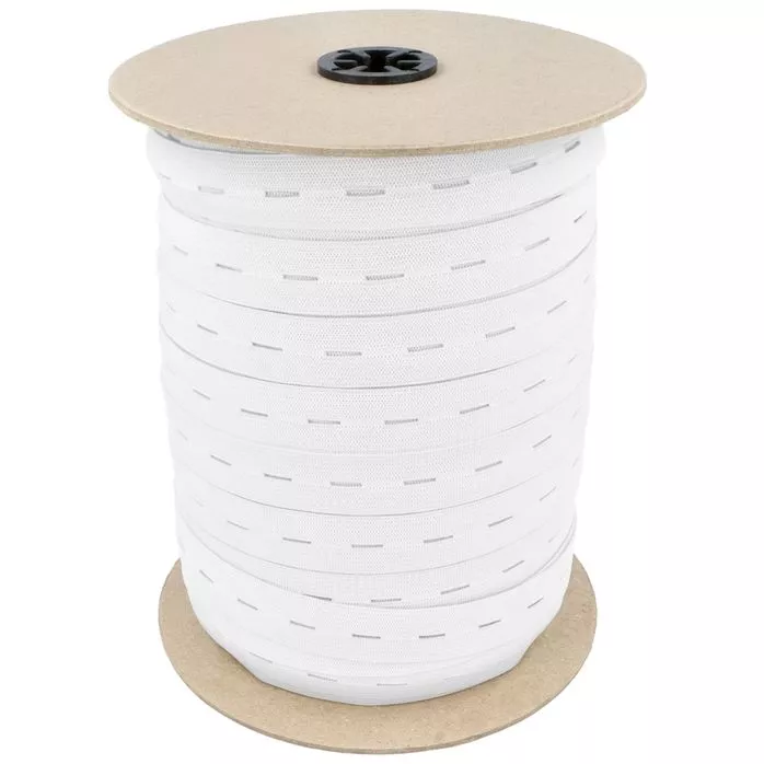 Guma z dziurką tkana 18mm kolor biały 100mb