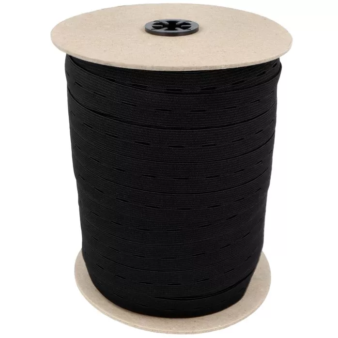 Guma z dziurką tkana 20mm kolor czarny 100mb