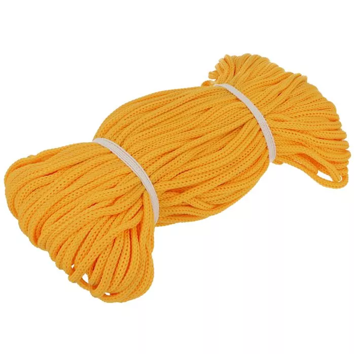 Sznurek poliestrowy 4mm kolor żółty 50mb
