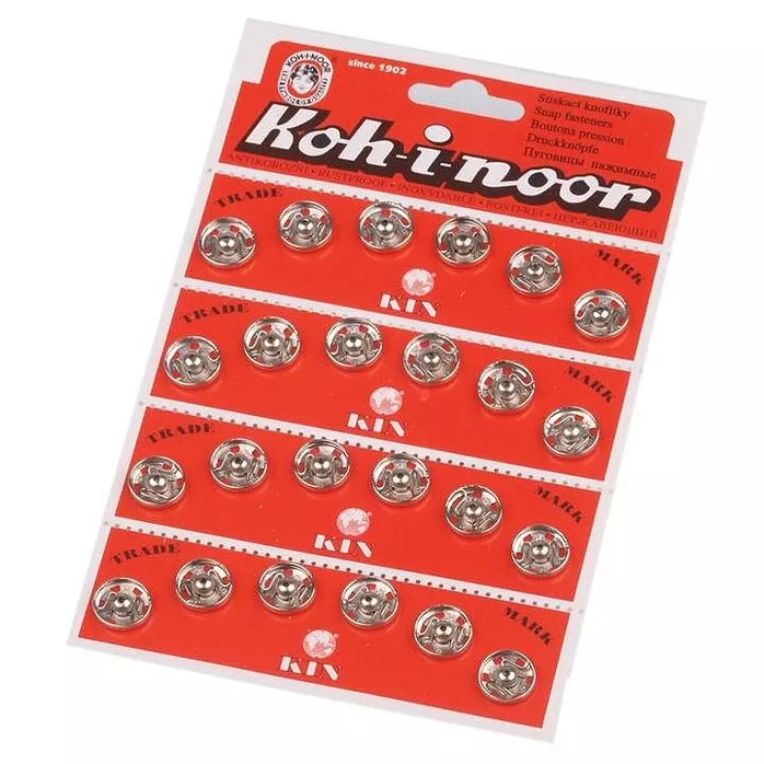 Zatrzaski metalowe 13,9mm kolor srebrny 36szt.