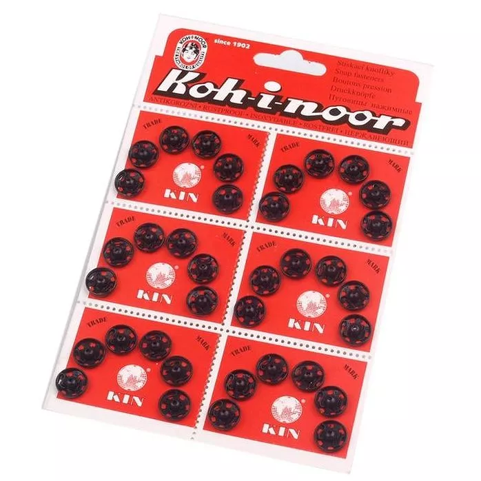 Zatrzaski metalowe 11mm kolor czarny 36 szt.
