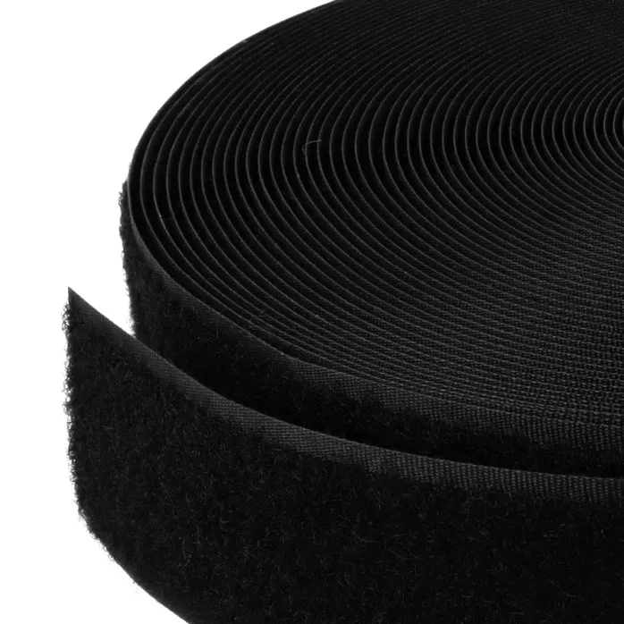 Rzep 40/38mm NYLON pętelka CZARNY /krążek-25mb/madis