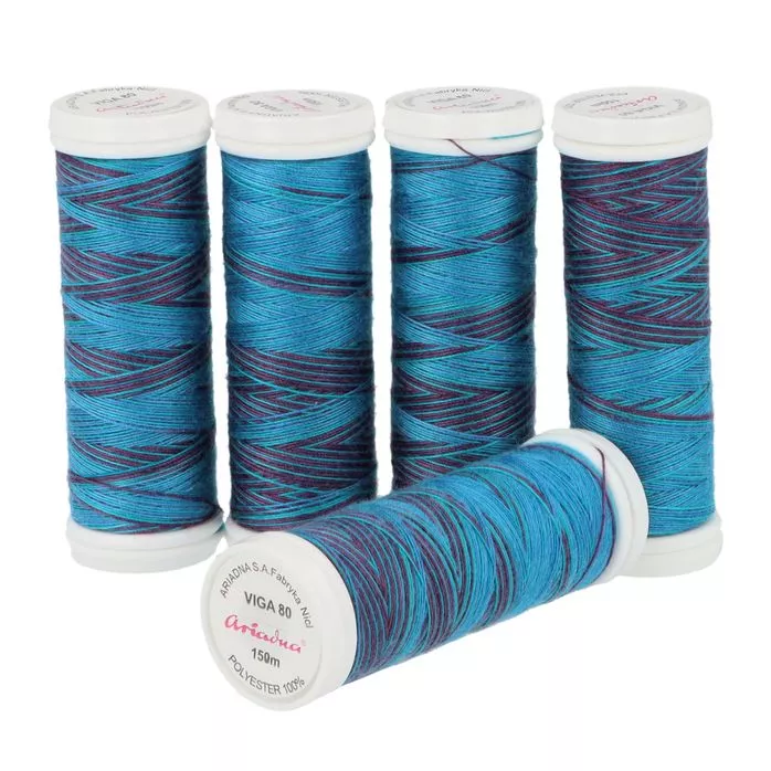 Nici do szycia Viga 80 9046 multicolor niebiesko-fioletowy 150m