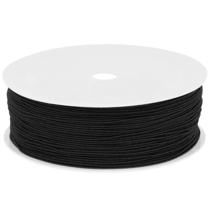 Guma okrągła kapeluszowa 1mm kolor czarny 50mb