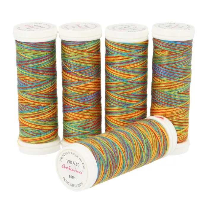 Nici do szycia Viga 80 9049 multicolor tęczowy 150m