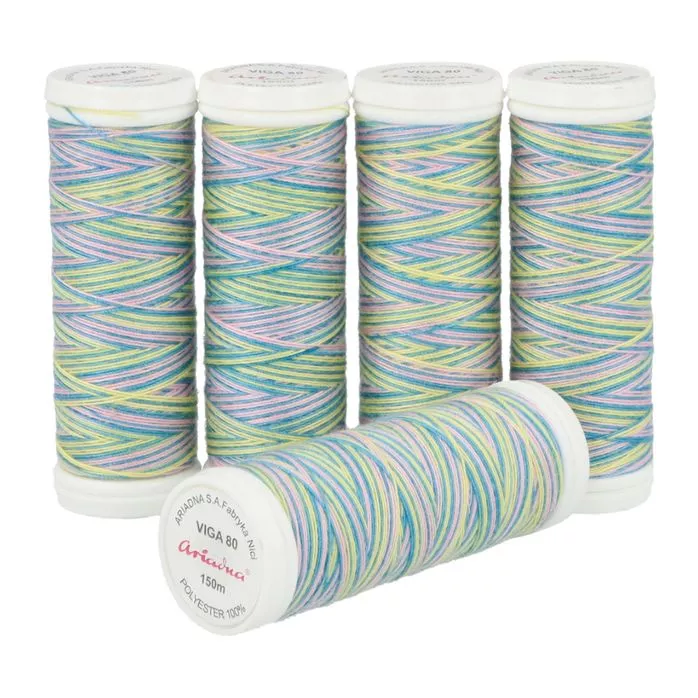 Nici do szycia Viga 80 9042 multicolor żółto-zielony 150m