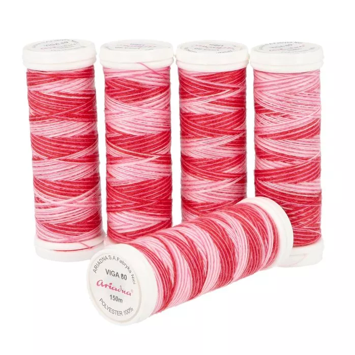 Nici do szycia Viga 80 9044 multicolor czerwono-różowy 150m