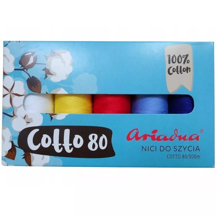 ​​Nici do szycia Cotto 80 zestaw (5x500m) NIEBO (SKY)
