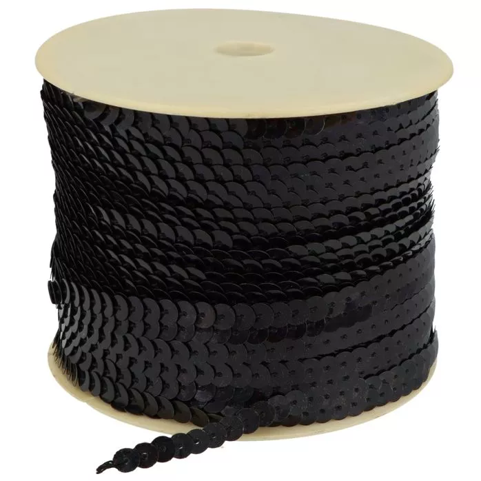 Taśma cekinowa 6mm kolor czarny 90mb