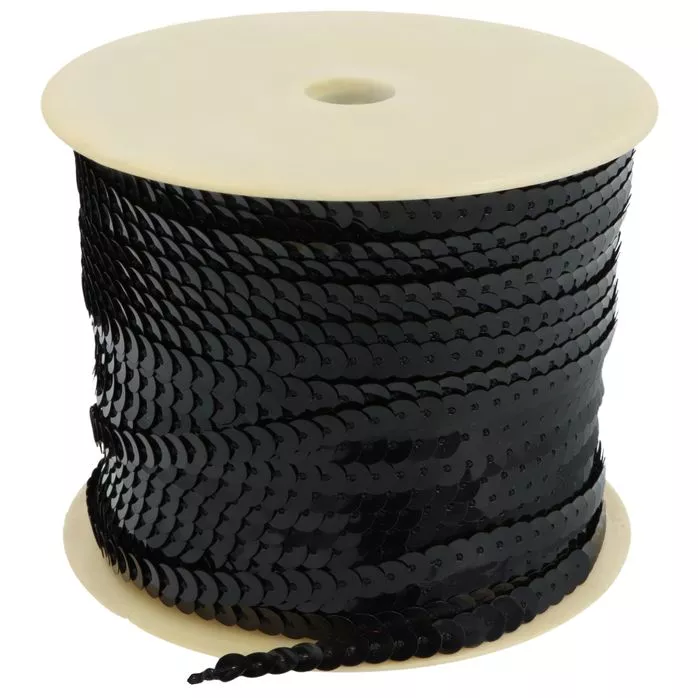 Taśma cekinowa 6mm kolor czarny 90mb