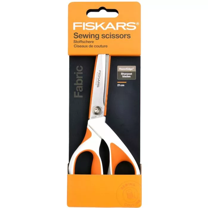 FISKARS Razoredge Softgrip 1070078 Nożyczki krawieckie 21 cm do tkanin z osłoną ostrza