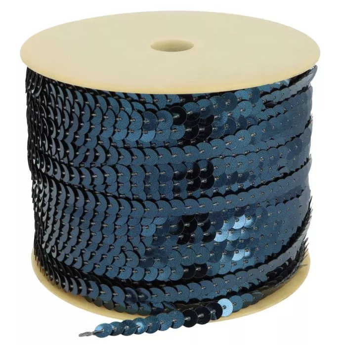 Taśma cekinowa 6mm kolor niebieski morski 90mb