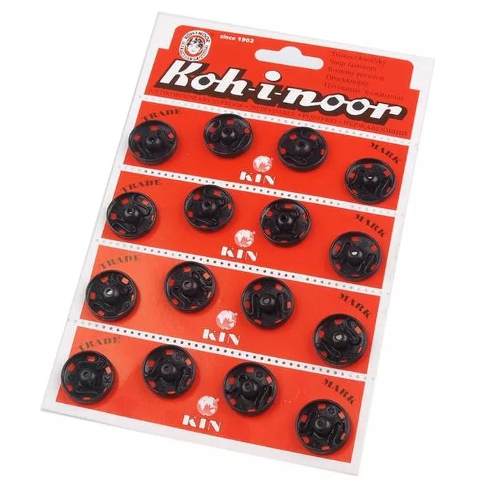 Zatrzaski metalowe 20,9mm kolor czarny 16szt.