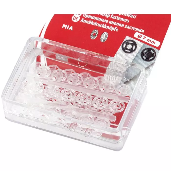 Zatrzaski plastikowe 7mm kolor bezbarwny 24kpl.