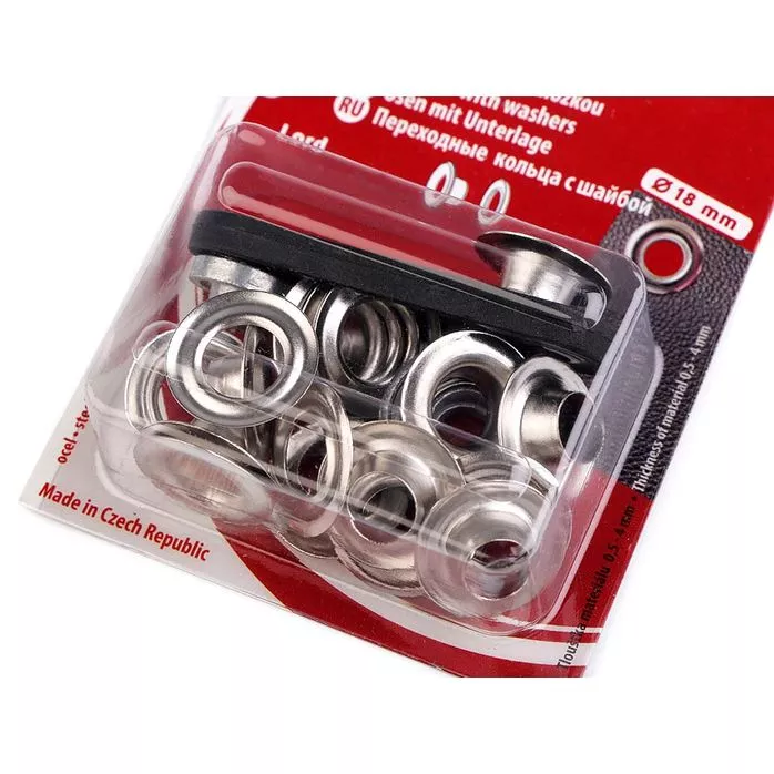 Oczka metalowe 8mm kolor srebrny 10 par