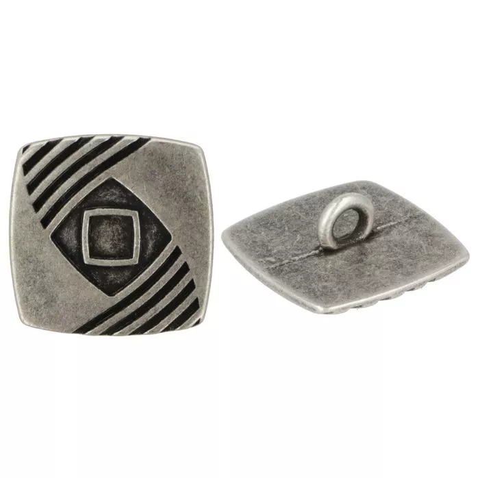 Guzik metalowy ozdobny 18mm
Guzik ozdobny kwadratowy 18mm, metalowy, na stopce do przyszycia.