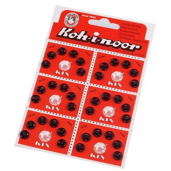 Zatrzaski metalowe 13,9mm kolor czarny 24 szt.