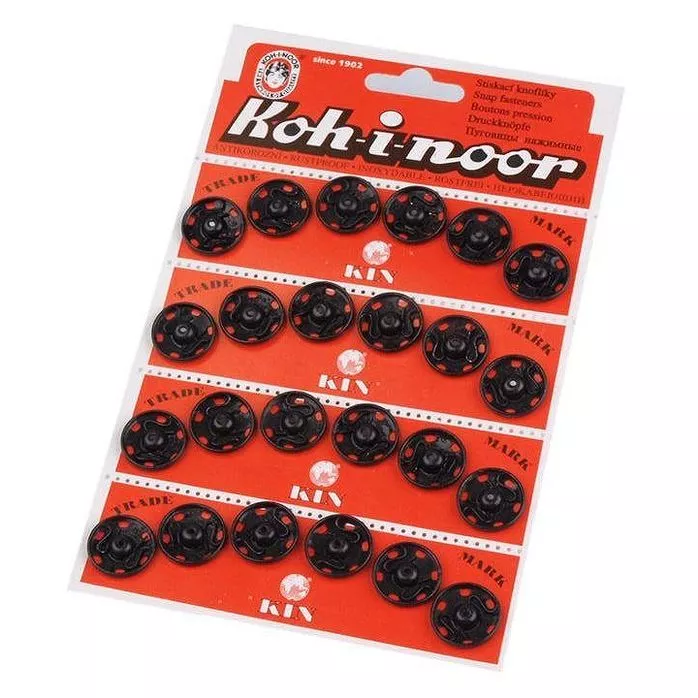 Zatrzaski metalowe 18,9mm kolor czarny 24szt.