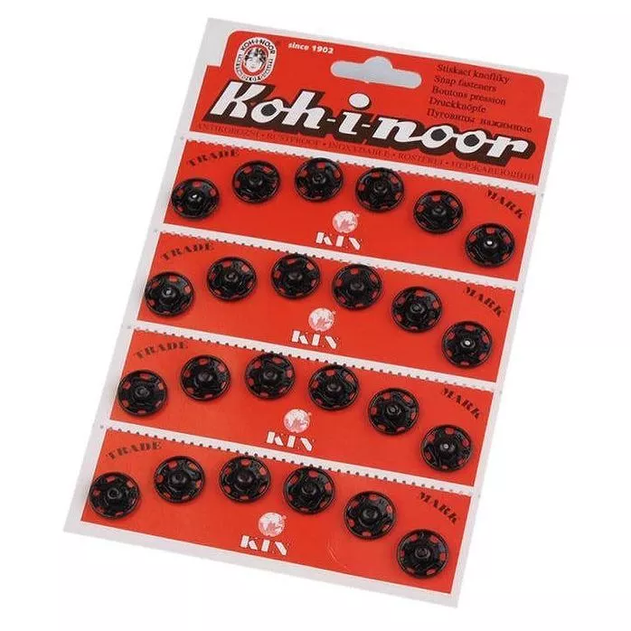 Zatrzaski metalowe 15,9mm kolor czarny 24szt.