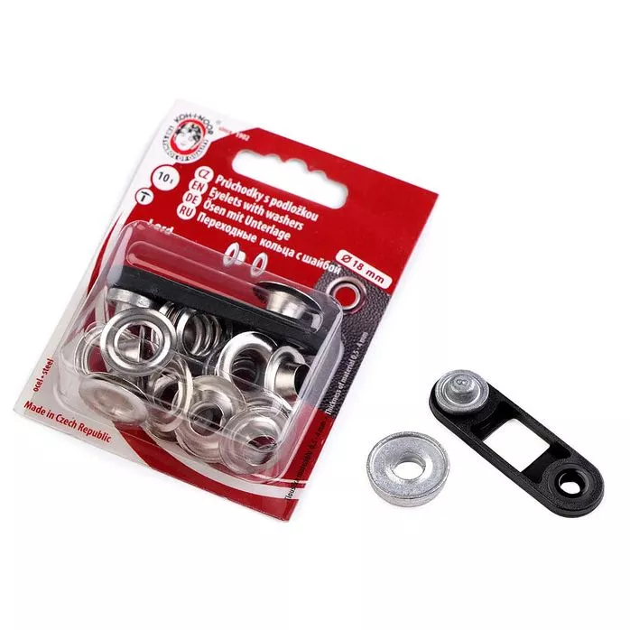 Oczka metalowe 8mm kolor srebrny 10 par