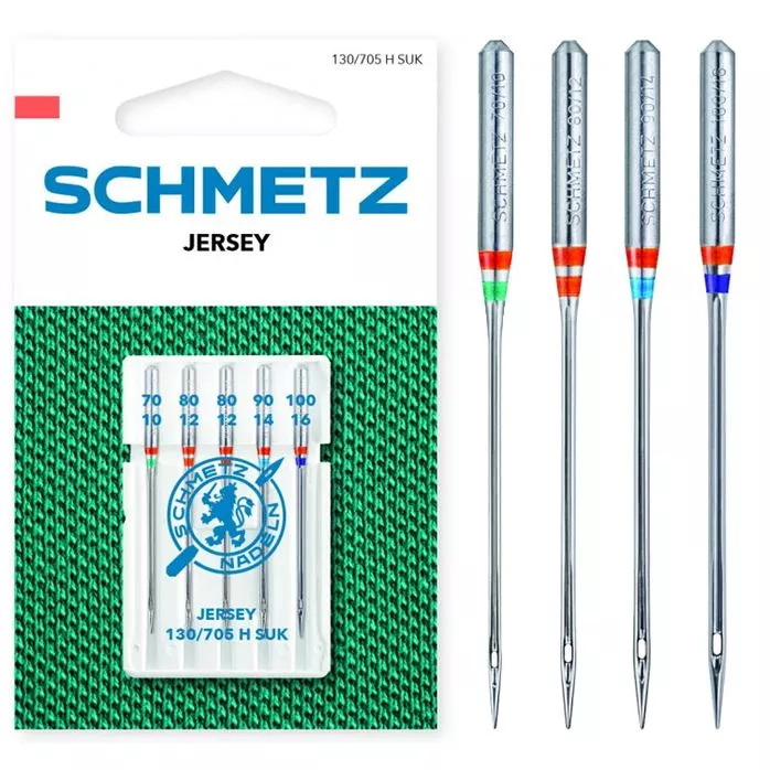 130/705 H SUK Igły kulkowe do jerseyu i dzianin mix 1x70, 2x80, 1x90, 1x100 SCHMETZ do maszyn domowych op.5szt.