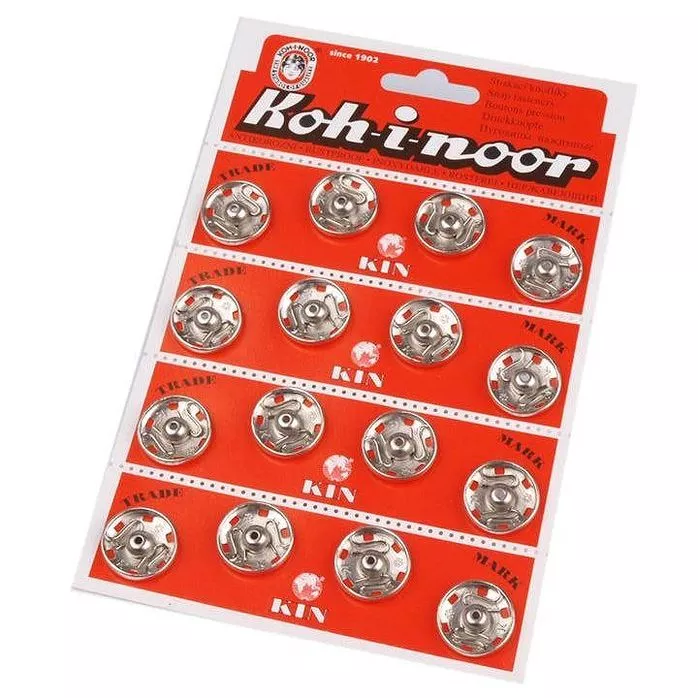 Zatrzaski metalowe 20,9mm kolor srebrny 16szt.