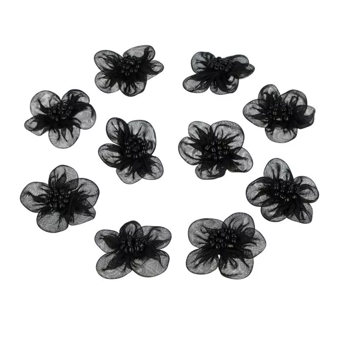 Ozdoby - kwiatki organtynowe 25mm z koralikami