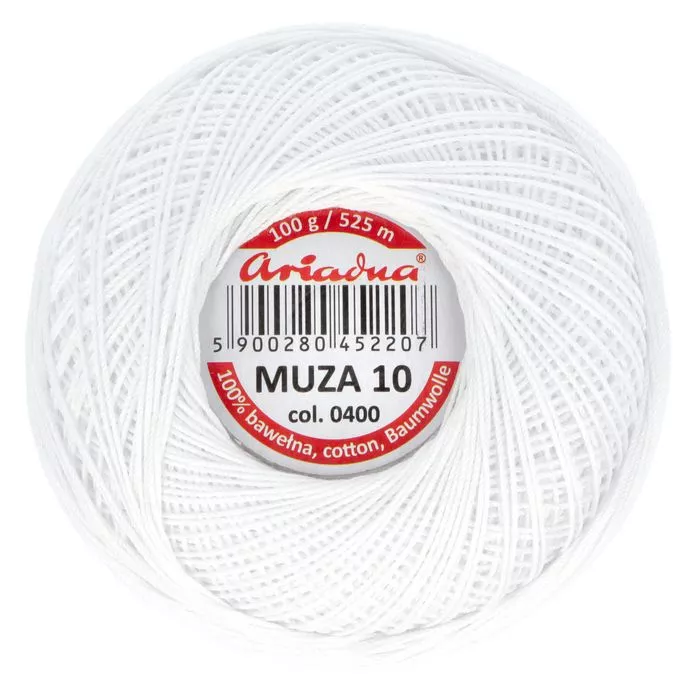 Kordonek Muza 10 100g 525m kolor 0400 biały